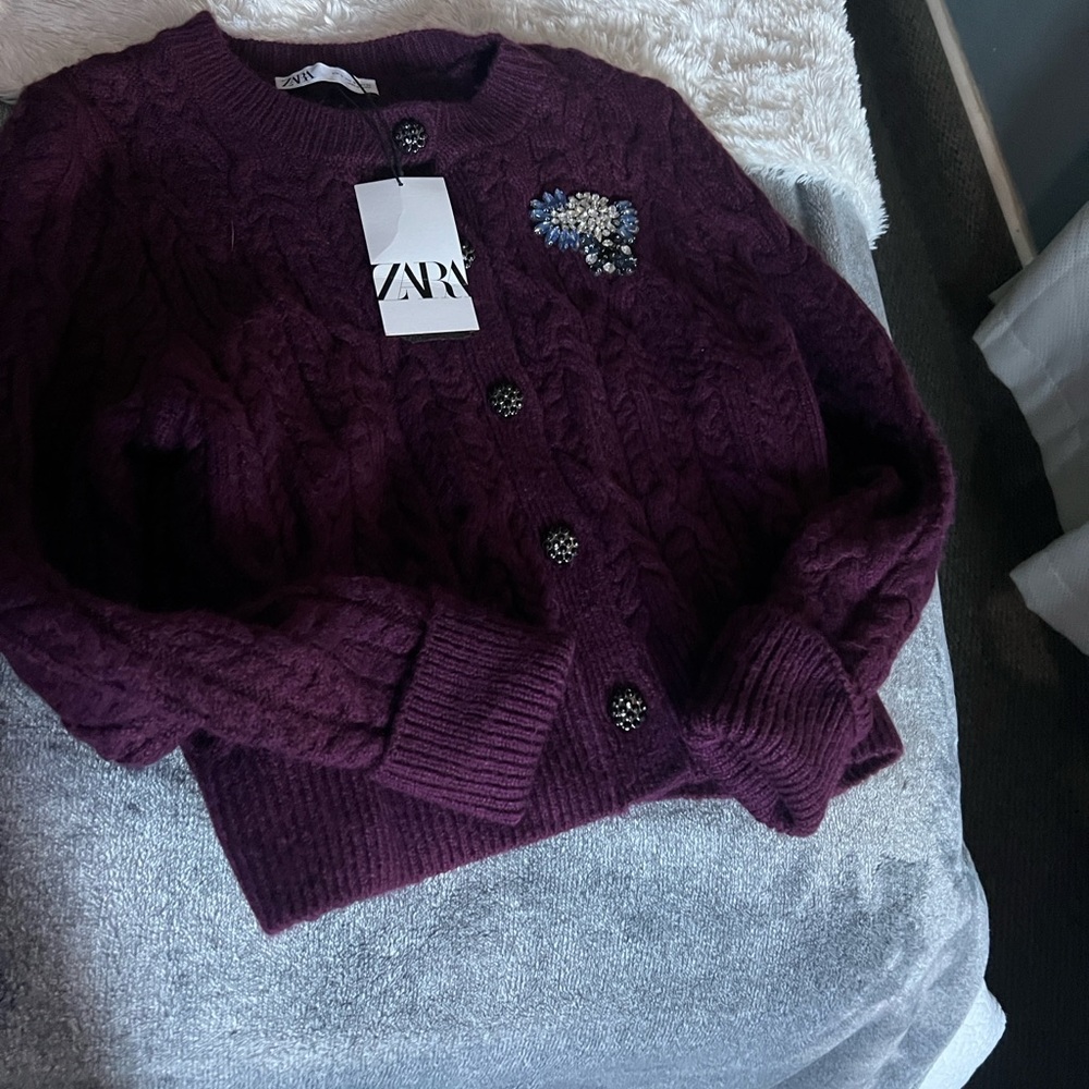Zara Purple Cable Knit Sweater - Picture 5 of 8